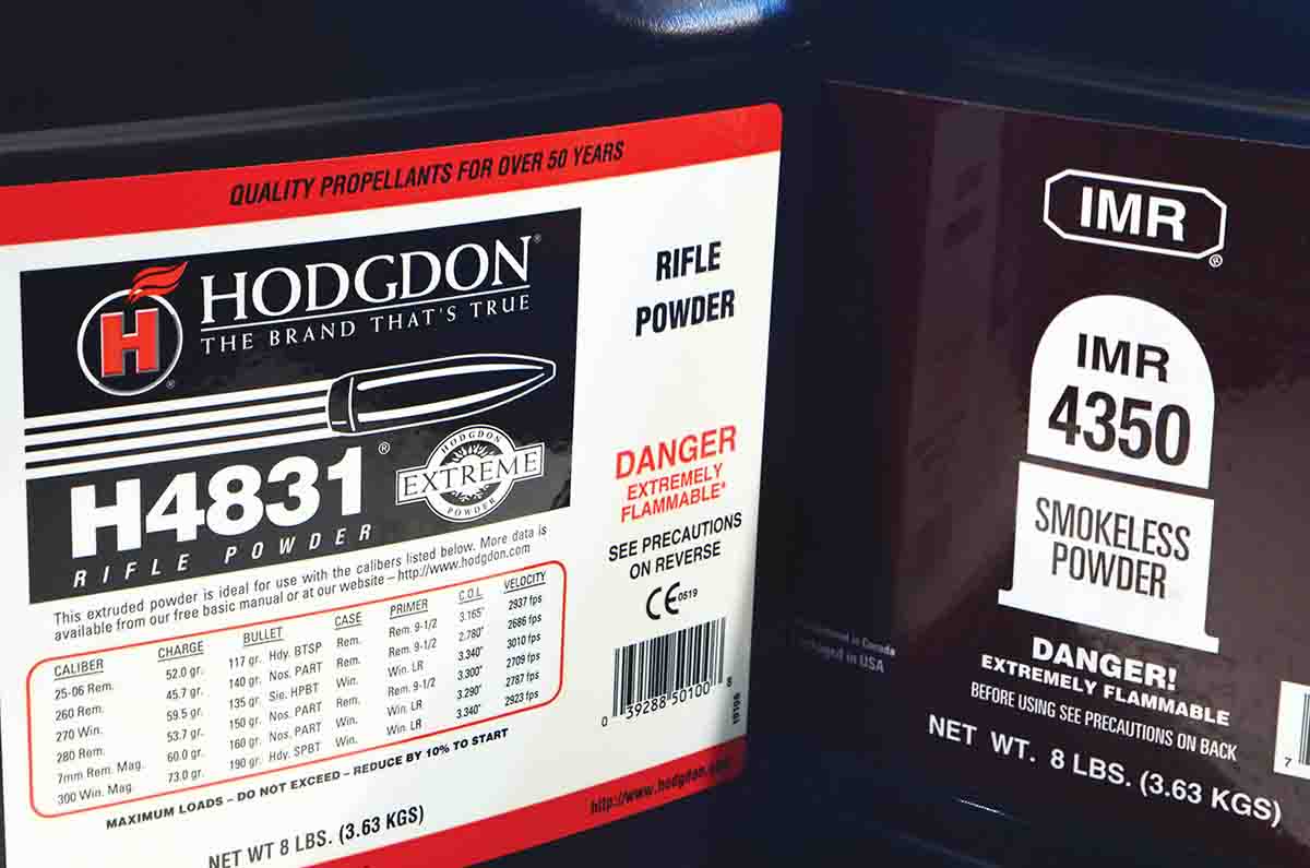 The two powders that really made the .300 H&H’s reputation – IMR-4350 and, later, Hodgdon H-4831. Both are still excellent performers.